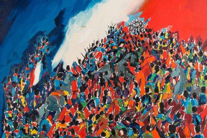 Jean Claude CARDINAUX (1937-1986) Tricolore.
Huile sur toile signée en bas à droite.
89x130...