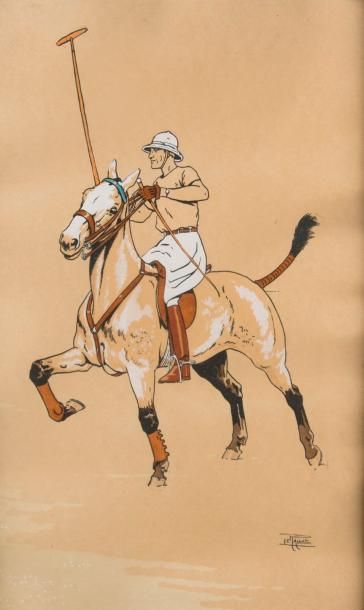 Étienne LE RALLIC (1891 - 1968) Joueurs de polo et Saut d'obstacle. Deux estampes...