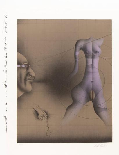 Paul WUNDERLICH (1927-2010) Torse. Lithographie couleur, signée et numérotée 56/100.
65x50...