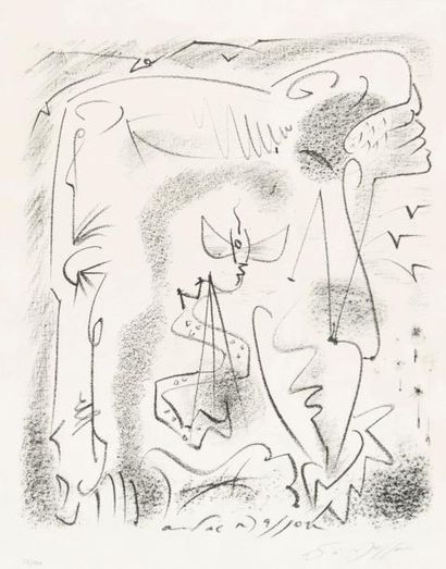 André MASSON (1896-1987) Composition. Lithographie en noir et blanc signée et numérotée...