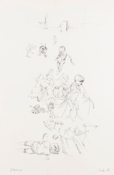 DADO (1933-2010) Miodrag DJURIC. Composition. Lithographie, signée et datée 1968.
33x49...