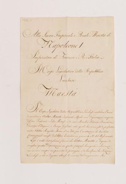 null Adresse envoyée à l'Empereur Napoléon Ier par le corps législatif de la République...