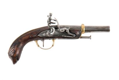 null Pistolet d'officier de marine à silex type 1779.
Canon rond à méplats au tonnerre....