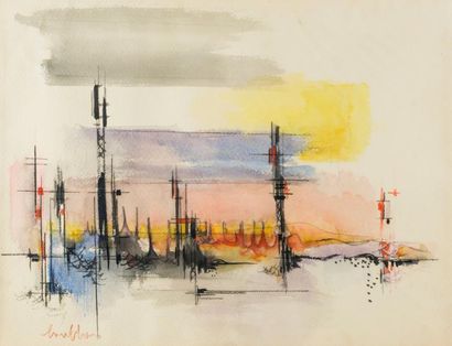 Louis THOMAS (1892-1989) Paysage. Encre et aquarelle, signée en bas à gauche. 34x43...