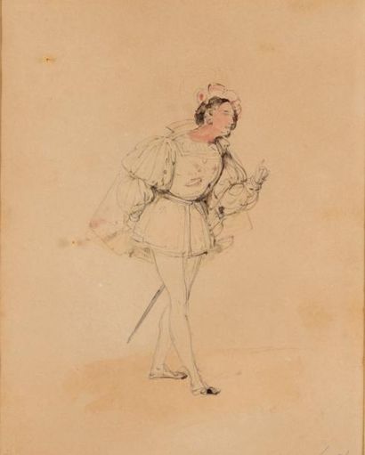 Horace VERNET (1789 - 1863) François Ier et Courtisan. Deux aquarelles formant pendant.
Attribution...