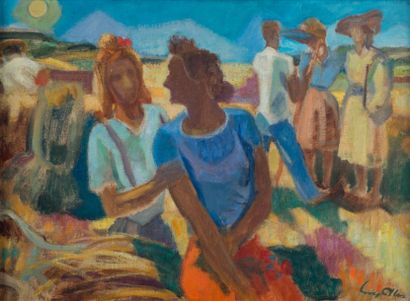 Yves ALIX (1890-1969) "La promenade aux champs", 1943.
Huile sur toile, signée en...