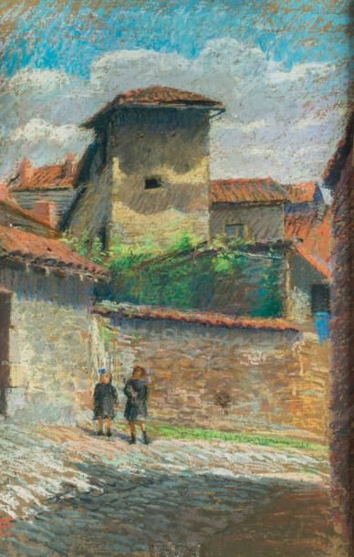 Eugène ALLUAUD (1866-1947) - Ecole de Limoges La rue du Rajat à Limoges.
Pastel sur...