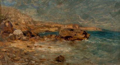 LOUIS APPIAN (1862-1896) Bords de mer Méditerranée.
Huile sur toile, signée en bas...