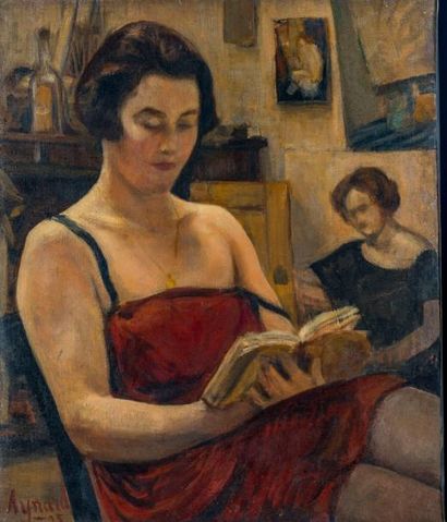Marc AYNARD (1898-1983) La lecture, 1925.
Huile sur toile, signée en bas à gauche....