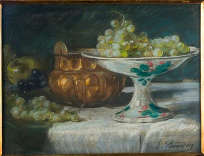 Eugène BAUDIN (1843-1907) Nature morte aux fruits d'automne.
Pastel, signée en bas...