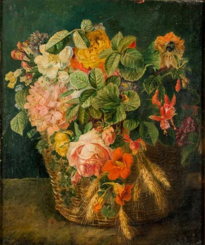 J. BERGEZ - Ecole Française de la fin du XIXème siècle Fleurs.
Huile sur toile, signée.
38x46...