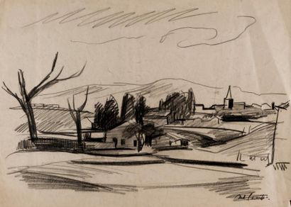 Antoine CHARTRES (1903-1968) Paysage.
Dessin au crayon, signé en bas à droite. 43x32,5...