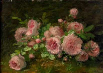 L. JAYET Bouquet de roses.
Huile sur toile, signée en bas à gauche. 38x55 cm.