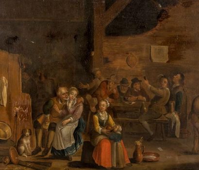 Ecole Flamande du XVIIIème siècle - dans le gout de David TENIERS Scène de cabaret.
...