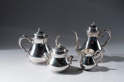 null Service à thé et café en métal argenté uni comprenant 4 pièces de forme