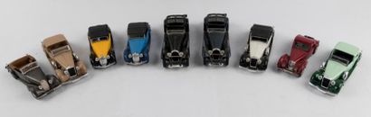 null Solido, lot de 9 voitures , bon état : Delage bi-color vert, Bugatti 41 noire,...