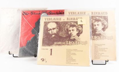 null Lot de 4 disques 33t dont 1 double de poésie chantée par Léo Ferré et Francesca...