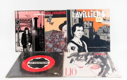 null Lot de 5 disques 33t de pochettes illustrées par Druillet, Hugo Pratt et Tardi...