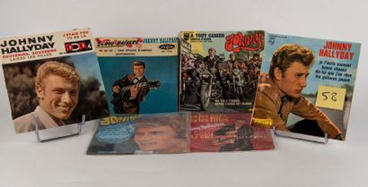 null Lot de 6 disques 45t dont 5 EP et 1 SP période années 60 de Johnny Hallyday...