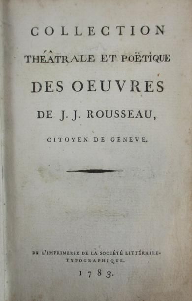 ROUSSEAU (J.J.). Collection [complète] des oeuvres. (Kehl), de l'impr. de la Société...