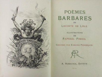 LECONTE DE LISLE. Poèmes barbares. Paris, A. Romagnol, 1914. Fort in-4°, demi-maroquin...