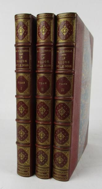 STENDHAL. Le Rouge et le Noir. Paris, Conquet, 1884. 3 volumes in-8, demi-maroquin...