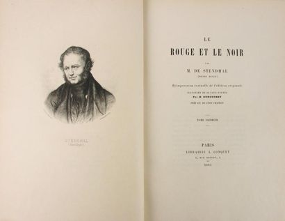 STENDHAL. Le Rouge et le Noir. Paris, Conquet, 1884. 3 volumes in-8, demi-maroquin...