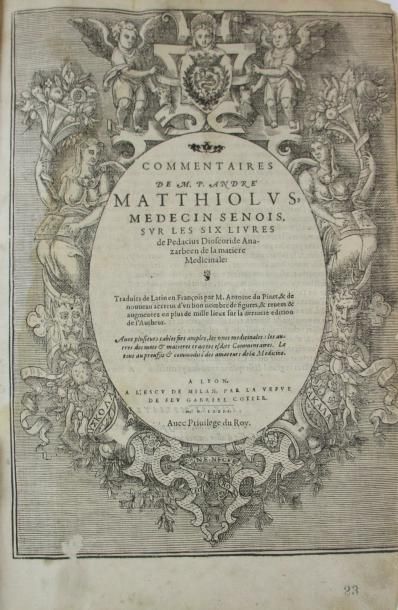 DIOSCORIDE. Commentaires de M.P. André Matthiolus, médecin senois sur les six livres...