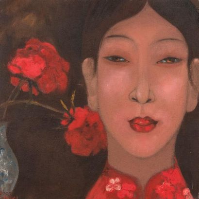 LI Shuang (née en 1957) "Dame de cour de l'intérieur".
Huile sur toile, signée en...