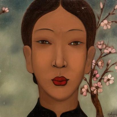 LI Shuang (née en 1957) "Lady 7".
Huile sur toile, signée en bas à droite et datée...