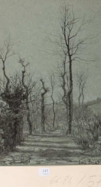 Léon BENOIT (1891-1907) "Allée d'arbres l'hiver" situé a Ecully 2 Février 1891.
Dessin...