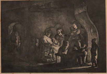 Jean-Jacques de BOISSIEU (1736-1810) Intérieur devant l'âtre.
Eau-forte datée 1800.
24...