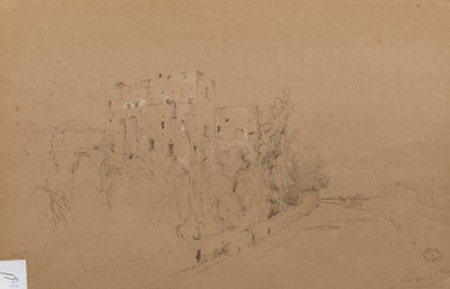Jules COIGNET (1798-1860) Paysage de chateaufort.
Crayon et rehaut de gouache. Situé...