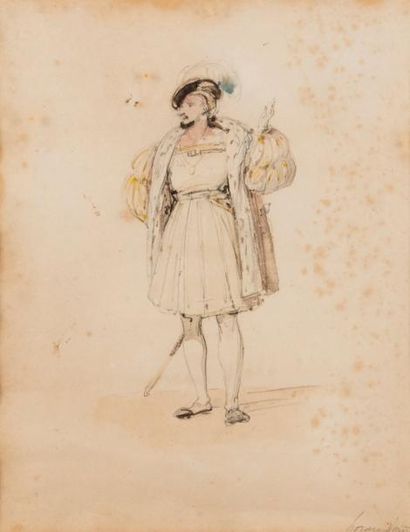 Horace VERNET (1789 - 1863) François Ier et Courtisan.
Deux aquarelles formant pendant.
Attribution...