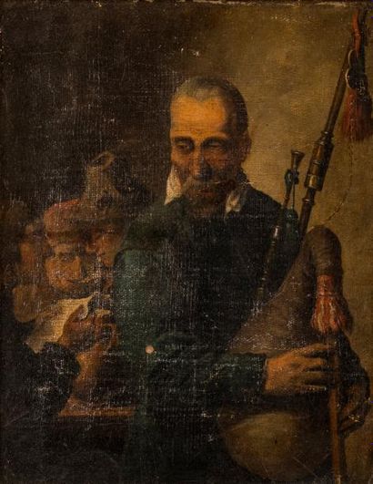 ECOLE FRANCAISE DU XIXème siècle Le joueur de cornemuse.
Huile sur toile.
27,5 x...