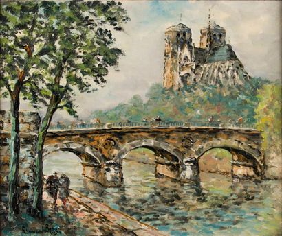 Raymond BESSE (1899-1969) Notre-Dame de Paris vue de la Seine.
Huile sur toile, signée...