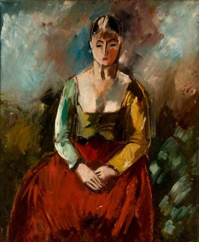 Charles Georges Dufresne (1876-1938) Portrait de jeune fille.
Huile sur toile, signée...