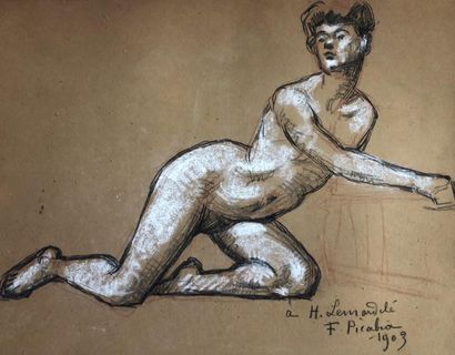 Francis PICABIA (1879 – 1953) Modèle nu prenant la pose, 1903
Dessin au crayon noir...