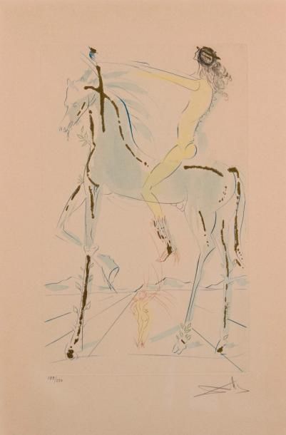 null Salvador DALI (1904-1989). "Le cheval du Pharaon". Lithographie couleur rehaussée...