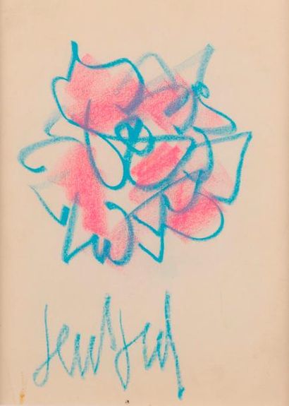null Gen PAUL (1895-1975). Fleur. Crayon gras, signée en bas. 25x18,5 cm à la vu...