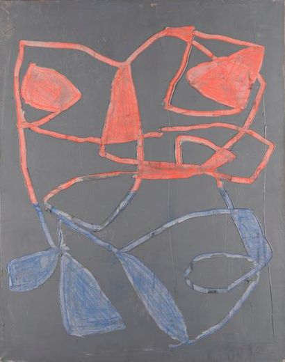 null Georges FERRATO (1949). "Rouge et bleu". 1987. Huile sur toile, signée en bas...