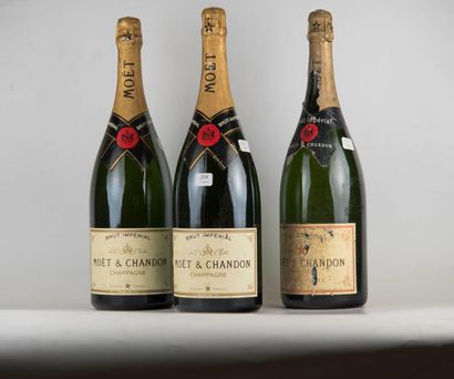 null 3 Magnums Champagne Moët et Chandon Brut impérial. (une étiquette très abîm...