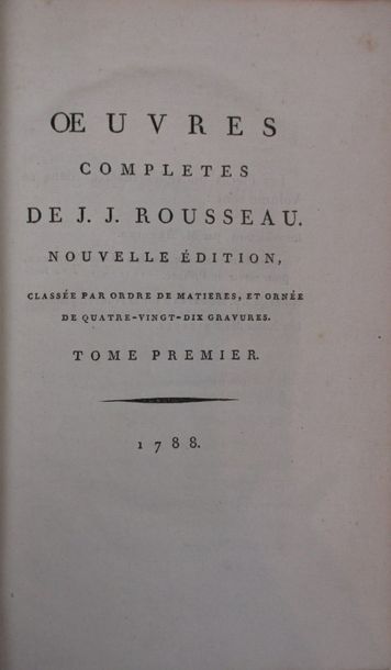 ROUSSEAU (Jean-Jacques). Oeuvres complètes. (Paris, Poinçot, 1788-1793). 38 volumes...