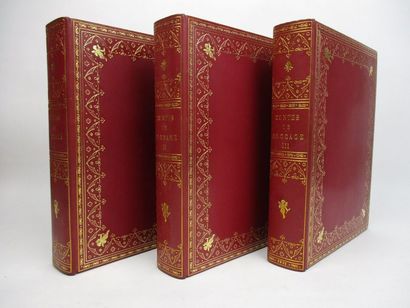 BOCCACE. Contes. Paris, Le Vasseur, 1931. 3 volumes in-4°, veau cerise, plats richement...