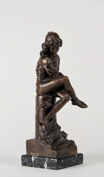 École du XIXe siècle Jeune homme assis à sa lecture (Napolitain?).
Epreuve en bronze...