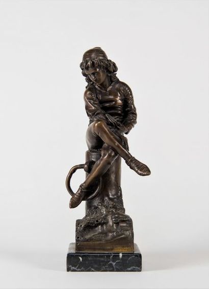 École du XIXe siècle Jeune homme assis à sa lecture (Napolitain?).
Epreuve en bronze...