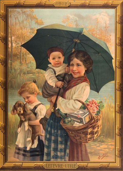 null Affiche publicitaire Lefèvre Utile, 1912, Bocchino, imprimerie Champenois Paris....