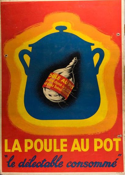 null Deux affiches publicitaires cartonnées : Vittelloise, 49,5x67 cm et La poule...
