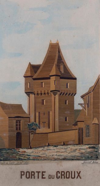 null Ecole de Loire vers 1890 - Antoine Journet. "Petite maison de campagne" et "Porte...