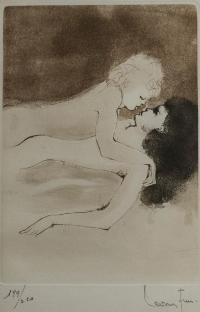 null Léonor FINI (1907-1996). Couple allongé. Lithographie, signée en bas à droite...